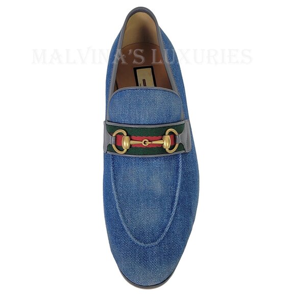 GUCCI SHOES MENS DENIM HORSEBIT WEB LOAFER sz 10.5 US 11 - Picture 8 of 15